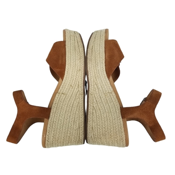 Lucky Brand Naveah Camel Brown Leather Platform Espadrille Women's Size 11 - Picture 4 of 9